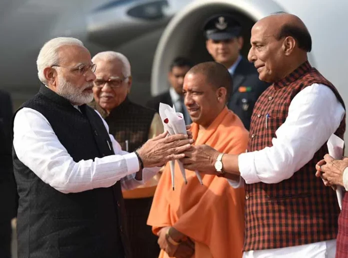 Modi-with-Rajnath-Singh-and-UP-Chief-Minister