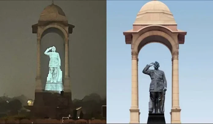 Netaji-SC-Bose-ka-hologram-replica-statue