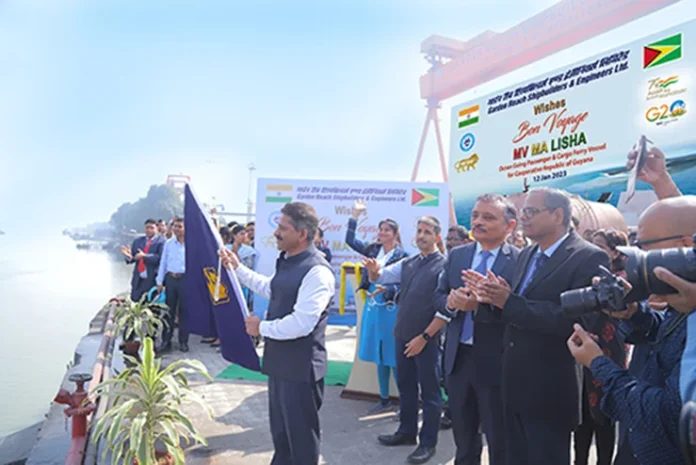 Ocean-Going-Passenger-Cargo-Ferry-MV-MA-Lisha-flagged-off-by-CMD-GRSE