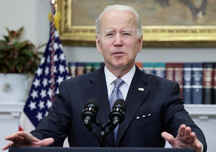 FILE PHOTO: U.S. President Joe Biden during a speech at the White House in Washington