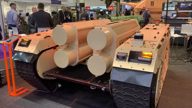 Estonian Robotics Firm Milrem Develops Revamped Weapon System, a Variant of its Unmanned Ground Vehicle Fitted with Loitering Ammunition Launcher