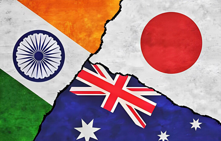 India-Australia-Japan flags