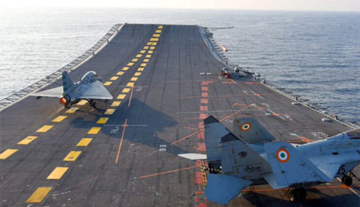 Tejas taking off from INS Vikrant