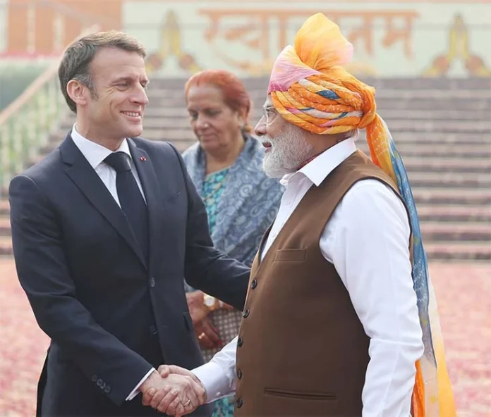 French-President-Emmanuel-Macron-with-modi