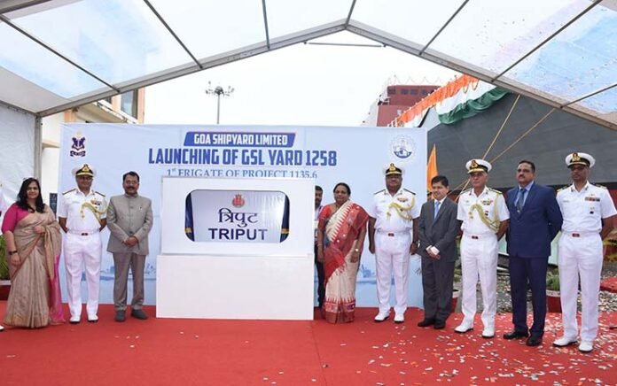 First-Indigenous-Advanced-Frigate-‘Triput-Launched-at-Goa-Shipyard1